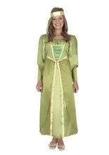 Medieval Maid Costume for Kids, green