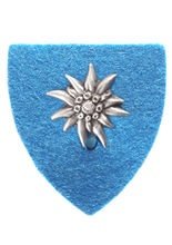 Mei-Schee Trachten Filz-Wappen Edelweiss hellblau