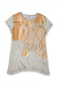 Melange-Shirt mit glänzendem Zebra-Print