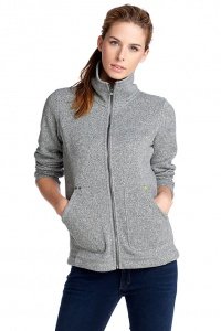 Melierte Strick-Fleece-Jacke