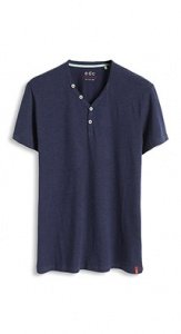 Meliertes Baumwoll Jersey Henley