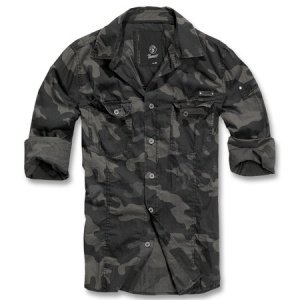Men Slim Shirt Hemd darkcamo
