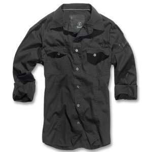 Men Slim Shirt Hemd schwarz