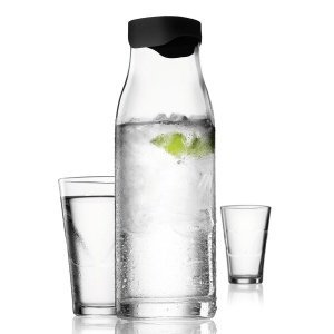 Menu SET Karaffe 1L schwarz mit 2 Gläser