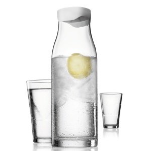 Menu SET Karaffe 1L weiß mit 2 Gläsern