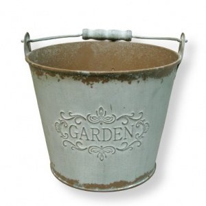 Metall-Eimer blau-braun 15cm