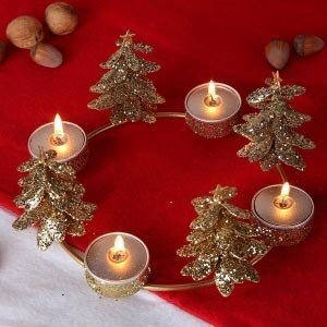 Metall-Teelichthalter *Tannenbaum* gold