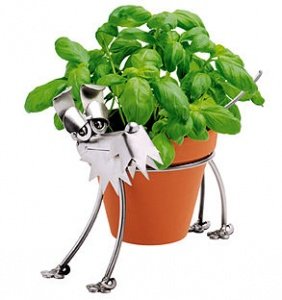Metallfigur Hund als Blumentopfhalter