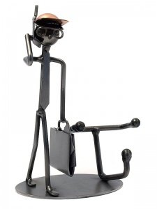 Metallmann Businessmann mit Handy inklus