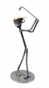 Metallmann Golfer mit Putter nach dem Ab