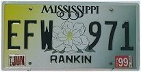 Mississippi license plate