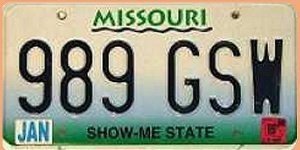 Missouri car tag