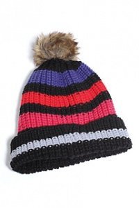 Mit Kunstfell-Bommel: Ringelmütze