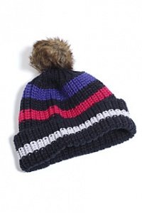 Mit Kunstfell-Bommel: Ringelmütze