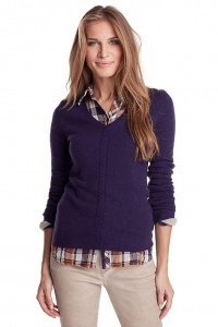 Mit Zopfmuster: V-Pulli