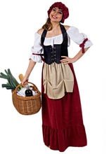 Mittelalter Magd Damenkostüm rot-schwarz