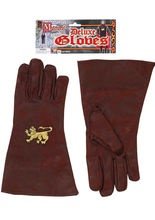 Mittelalter Ritter Handschuhe braun-gold