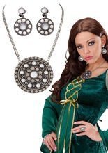 Mittelalter Schmuck-Set keltisch weiss-s