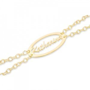 Modernes Namensarmband vergoldet