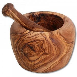 Mörser mit Stößel aus Olivenholz Italien