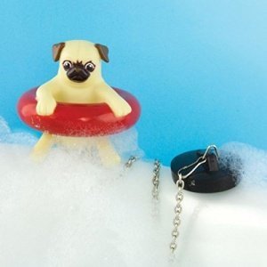 Mops im Schwimmreifen Badewannenstöpsel