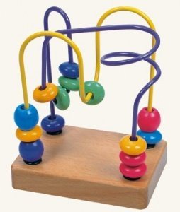 Motorikschleife gelb/blau Holzspielzeug