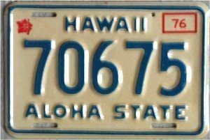 Motorradnummernschild Hawaii
