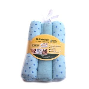 Mullwindeln blau 3er Pack Geschenkverpac