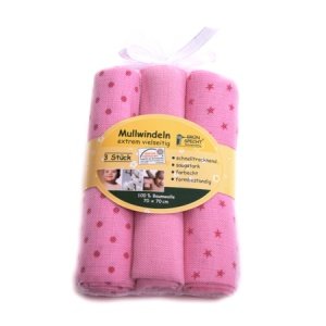 Mullwindeln rosa 3er Pack Geschenkverpac