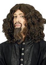 Musketier Herren-Perücke mit Bart brauns