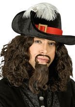 Musketier Hut mit Feder schwarz-rot