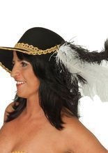 Musketier Piratin Damenhut Federn schwar