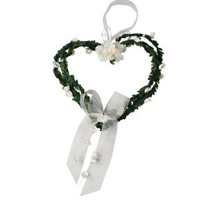 Myrtenschmuck 3 Herzen, klein, creme