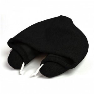 Nackenkissen mit Kapuze - Schwarz