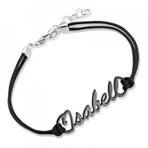 Namensarmband Silber schwarz - 8396