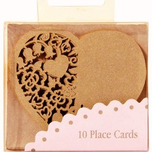 Namenskarten Herz für Gläser, gold, 10 S