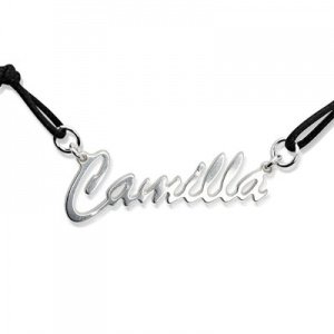 Namenskette Silber Textilband