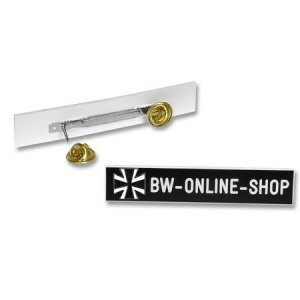 Namensschild Kunststoff schwarz m. Eiser