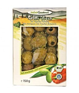 Naturgourmet Grüne Bio Oliven mit Paprik