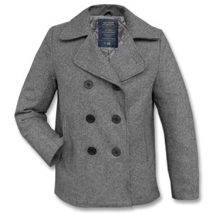 Navy Pea Coat Mantel light grey