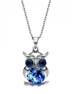 Neoglory Jewellery mit Swarovski® Elements Halskette Eule silber und blau