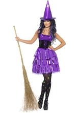 Neon Hexe Halloween Damen Kostüm lila