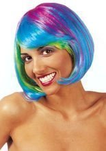 Neon Pagenkopf Karnevals-Perücke blau-gr