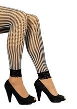 Netz-Leggings mit Spitzenbündchen schwar
