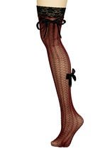 Netz-Overknee-Strümpfe Schleifen rot-sch