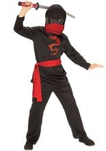 Ninja Asia Kinderkostüm schwarz-rot
