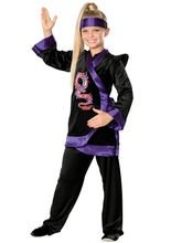 Ninja Kämpferin Kinderkostüm schwarz-lil