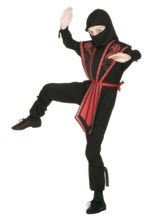 Ninja Kinder-Kostüm, schwarz-rot