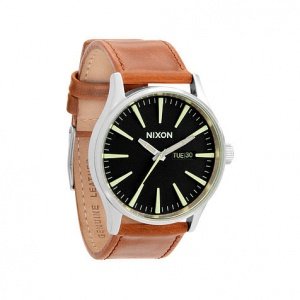 Nixon Herrenuhr Sentry Leather Black / S