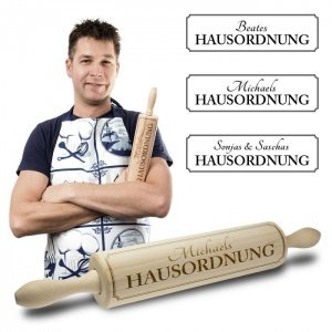 Nudelholz mit Gravur - Hausordnung